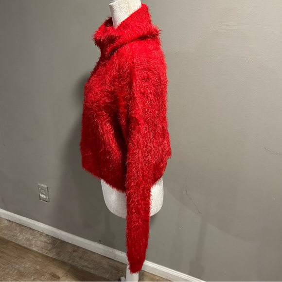 NWT Jack by BB Dakota Bat Your Lashes Red Knit Turtleneck Cropped Sweater Small - Picture 4 of 10